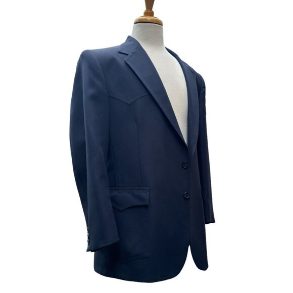 Levi's Western Wear Vintage 1970's Men's Blazer Navy Blue Size 44R EUC - Picture 2 of 9